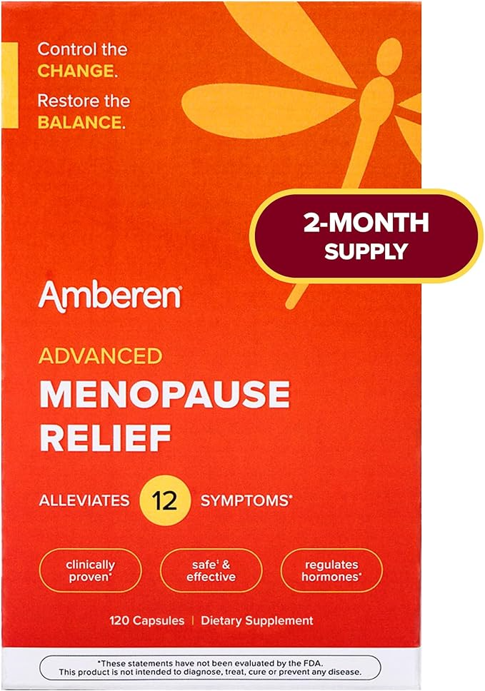 Amberen Menopause Supplements for Women, 120 Capsules, Clinically Shown to Help Support Hormone Balance, Multi-Symptom Relief from Hot Flashes, Night Sweats, Mood Swings & Low Energy