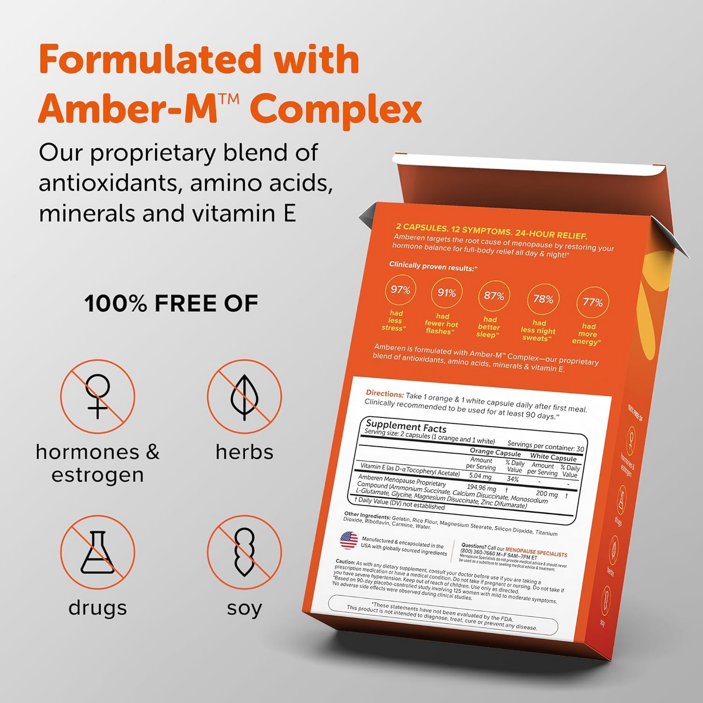 Amberen Menopause Supplements for Women, 120 Capsules, Clinically Shown to Help Support Hormone Balance, Multi-Symptom Relief from Hot Flashes, Night Sweats, Mood Swings & Low Energy